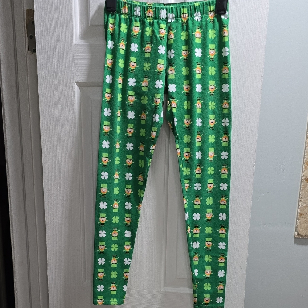 No Boundaries St Patrick's Day Green Leggings Kid Size Small (3-5)